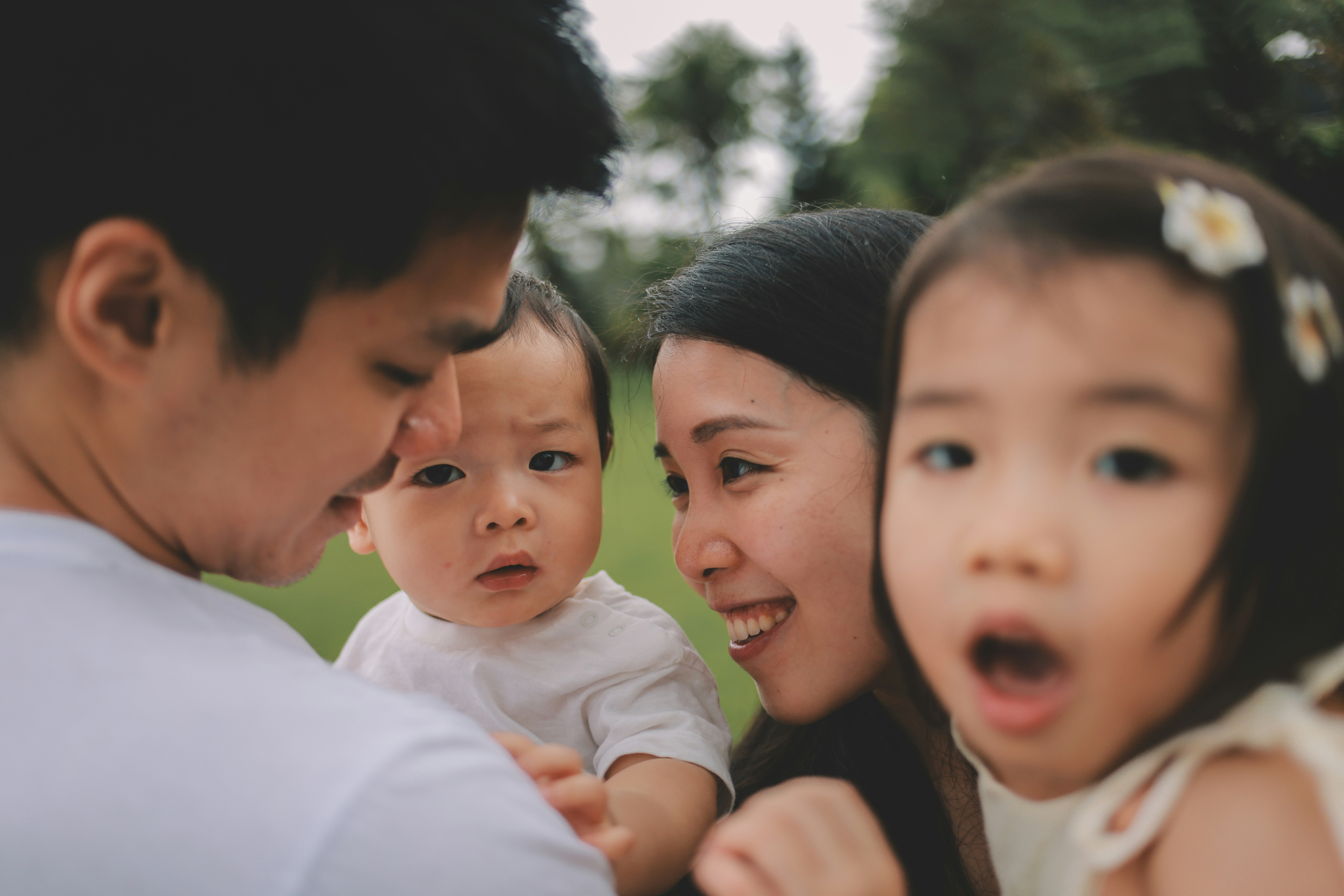 A family spending time together outdoors